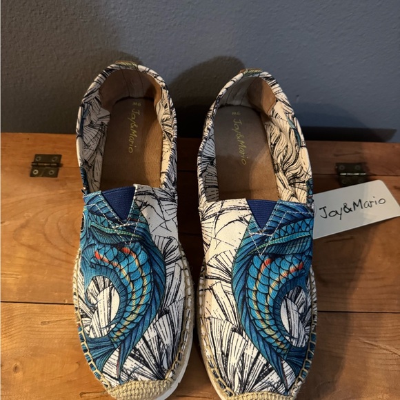 Joy & Mario Fun Blue Patterned Slip-On Espadrilles for Women - Picture 2 of 4